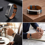 For Fitbit Alta and Alta HR | Leather Strap/Band | 4 Colours Available | I want a set of photos which show the product and variants in a high-end/premium way - including a couple of lifestyle photos