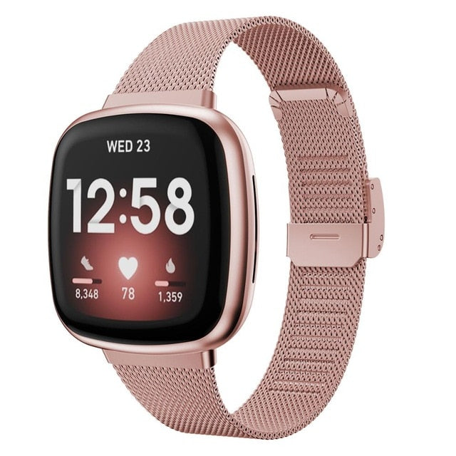 Cinturino per orologio in vera pelle per Fitbit Versa 4/3/Sense - Rosa Cinturino per orologio in vera pelle per Fitbit Versa 4/3/Sense - Rosa