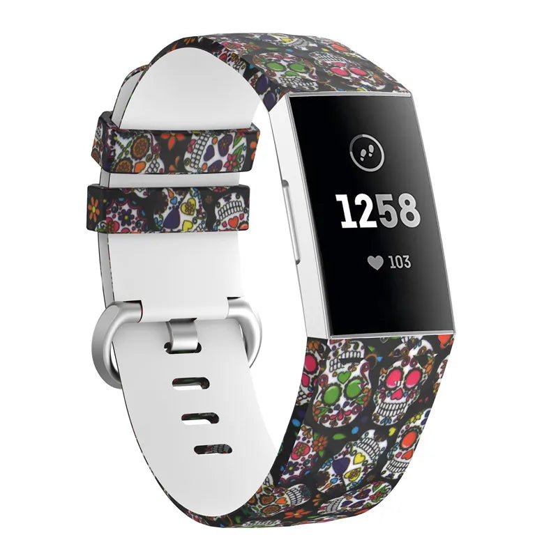 Fitbit Charge 3 Strap | Fitbit Charge 4 Strap | Patterned Silicone Strap | 12 Colours Available