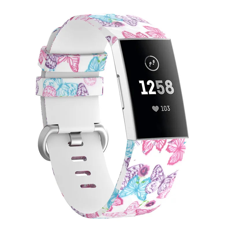 Fitbit Charge 3 Strap | Fitbit Charge 4 Strap | Patterned Silicone Strap | 12 Colours Available