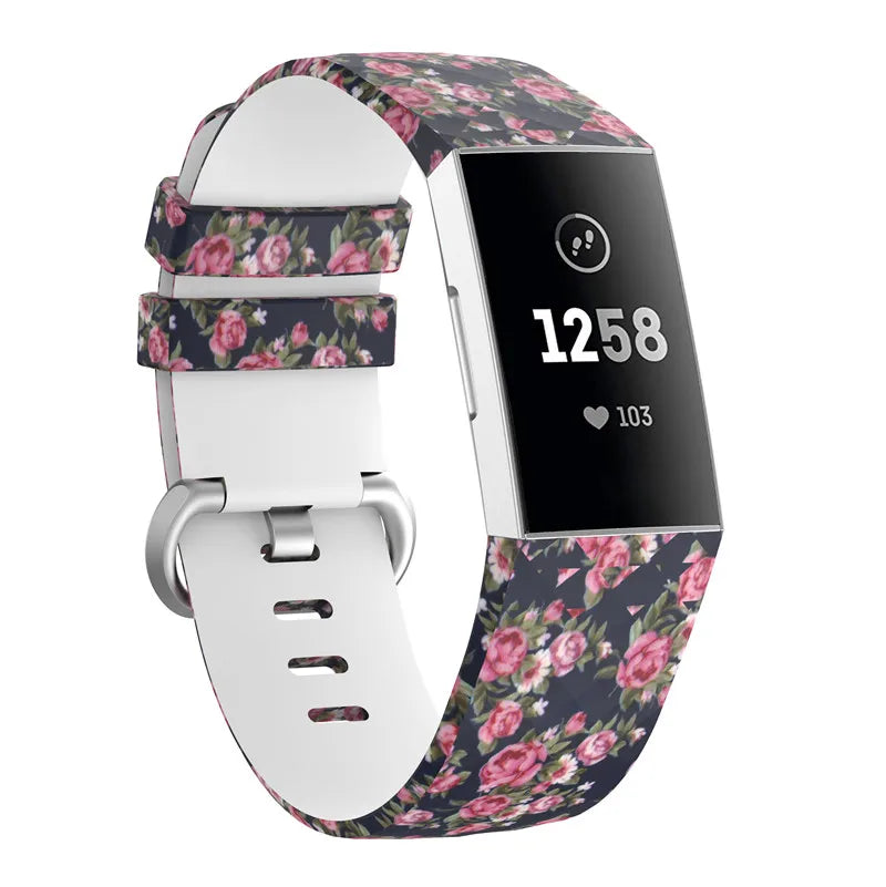 Fitbit Charge 3 Strap | Fitbit Charge 4 Strap | Patterned Silicone Strap | 12 Colours Available